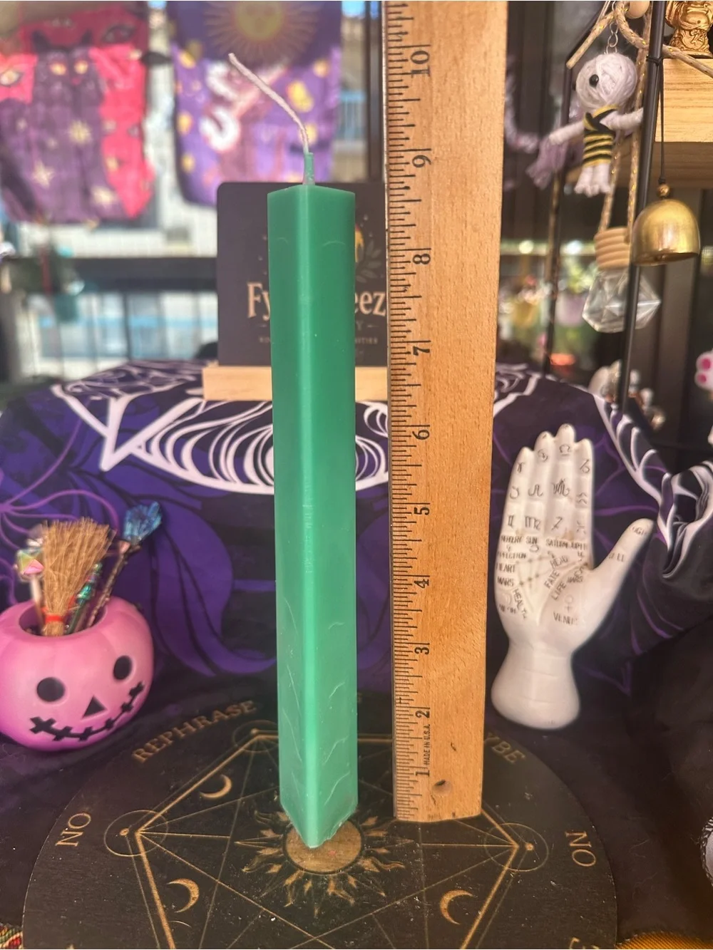 Turquoise Triangle Column Candle